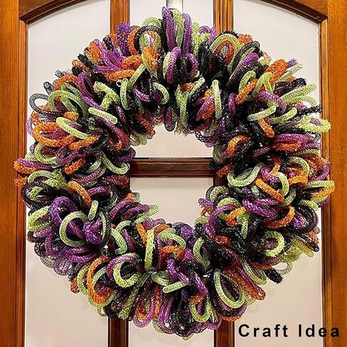 YYCRAFT Deco Mesh Tubing Flex 8mm x 25 Yards with Metallic Foil,Red in Kuwait