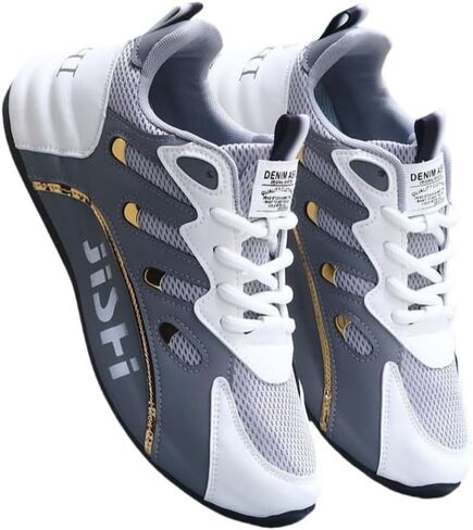 Men's Road Running Shoes - Stylish Geometric Pattern, Breathable Mesh Upper & Durable Rubber Sole, Lace-Up Closure, Low-Top Design for All-Season Outdoor Activities in Saudi Arabia
