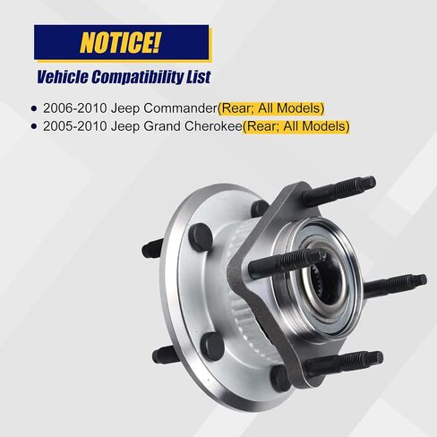 KUSATEC 512302 Rear Wheel Bearing and Hub Assembly Compatible with 2006-2010 Jeep Commander, 2005-2010 Grand Cherokee, 5 Lug Bolts w/ABS in Saudi Arabia