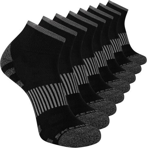 Skechers Men's 8-Pack Work Collection Quarter Crew Socks, Extended Cushion & Mesh Ventilation in Saudi Arabia