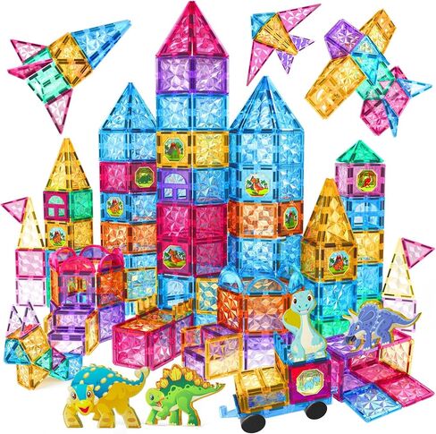 Jasonwell 110PCS Magnetic Tiles Building Blocks Set for Boys Girls Preschool Educational Magnet Construction Kit Stacking STEM Toys Christmas Birthday Gifts for Kids Toddlers 3 4 5 6 7 8 9 + Year Old in Kuwait