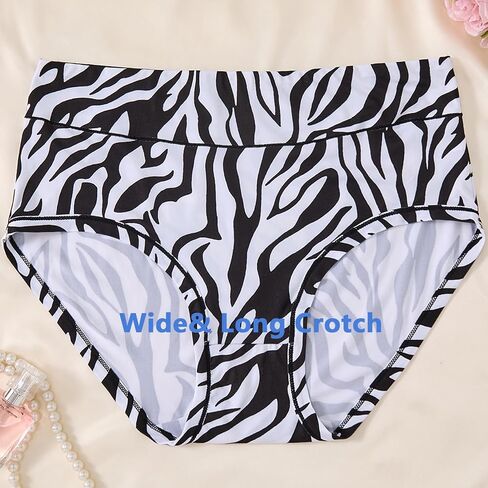 Women's Classic Plus Size Underwear Hipster Briefs Panties XL-5XL High Waisted Ladies Undies Black White Pattern in Kuwait