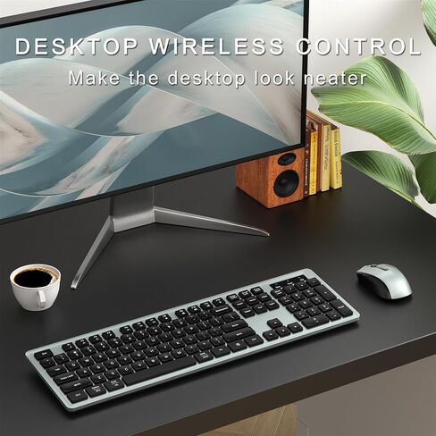 Wireless Keyboard and Mouse Combo, Full-Size 104-Key Office Keyboard with 15 Function Keys, Numeric Keypad, Single USB Receiver, Compatible with PC and Laptop(Purple White) in Saudi Arabia