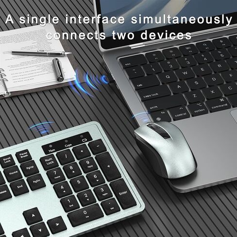 Wireless Keyboard and Mouse Combo, Full-Size 104-Key Office Keyboard with 15 Function Keys, Numeric Keypad, Single USB Receiver, Compatible with PC and Laptop(Purple White) in Saudi Arabia