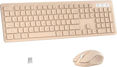 Wireless Keyboard and Mouse Combo, Full-Size 104-Key Office Keyboard with 15 Function Keys, Numeric Keypad, Single USB Receiver, Compatible with PC and Laptop(Purple White) in Saudi Arabia