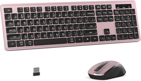 Wireless Keyboard and Mouse Combo, Full-Size 104-Key Office Keyboard with 15 Function Keys, Numeric Keypad, Single USB Receiver, Compatible with PC and Laptop(Purple White) in Saudi Arabia