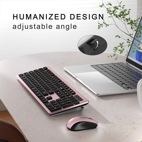 Wireless Keyboard and Mouse Combo, Full-Size 104-Key Office Keyboard with 15 Function Keys, Numeric Keypad, Single USB Receiver, Compatible with PC and Laptop(Purple White) in Saudi Arabia