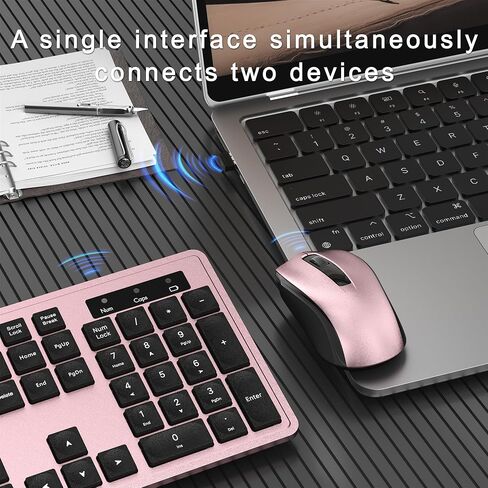 Wireless Keyboard and Mouse Combo, Full-Size 104-Key Office Keyboard with 15 Function Keys, Numeric Keypad, Single USB Receiver, Compatible with PC and Laptop(Purple White) in Saudi Arabia