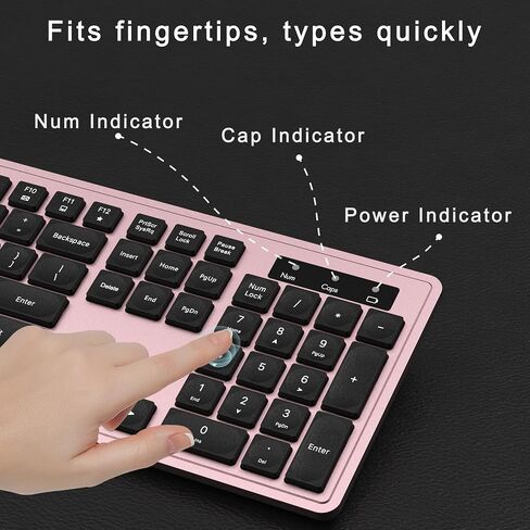 Wireless Keyboard and Mouse Combo, Full-Size 104-Key Office Keyboard with 15 Function Keys, Numeric Keypad, Single USB Receiver, Compatible with PC and Laptop(Purple White) in Saudi Arabia