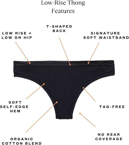 Subset Women’s Low Rise Organic Cotton Thong, Breathable Tag Free,Extended Sizes; XS-3XL, No Show Knickey Underwear in Saudi Arabia