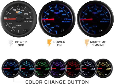 GlowShift Diesel Gauge Package Compatible with Ford Super Duty 6.0L Power Stroke 2003-2007 - Black 7 Color 1500° F Pyrometer EGT Gauge - Gray Single Gauge Pillar Pod with Grab Handle Cutout in Saudi Arabia