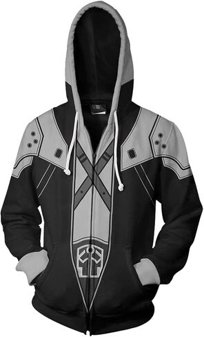 البالغين من Sephiroth Hoodie Costume FF7 Remake Cosplay zip up stack in Saudi Arabia