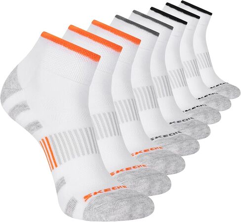 Skechers Men's 8-Pack Work Collection Quarter Crew Socks, Extended Cushion & Mesh Ventilation in Saudi Arabia