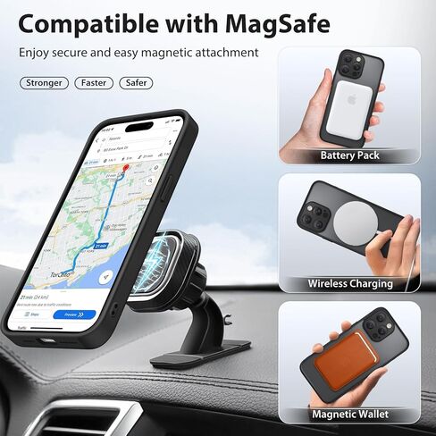 360 ° تدور مغناطيسي حامل لـ iPhone 16 Pro Max ، [متوافق مع Magsafe] [حماية الكاميرا الكاملة] [حماية قطرة عسكرية 16 قدمًا] ، علبة الهاتف غير اللامعة Silm ، براون in Kuwait
