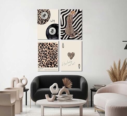 4pcs عصرية الفهد اللفسي الجدار Artchetah preppy التجميد الغرفة ديكور ديكور أنيقة نمر الذروة ملصقات بطاقات المطبوعات صور غير تقليدي 8 صور للكرة للفتيات نوم شقة وضعية طبقة طية in Kuwait