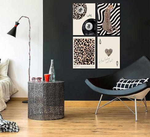 4pcs عصرية الفهد اللفسي الجدار Artchetah preppy التجميد الغرفة ديكور ديكور أنيقة نمر الذروة ملصقات بطاقات المطبوعات صور غير تقليدي 8 صور للكرة للفتيات نوم شقة وضعية طبقة طية in Kuwait