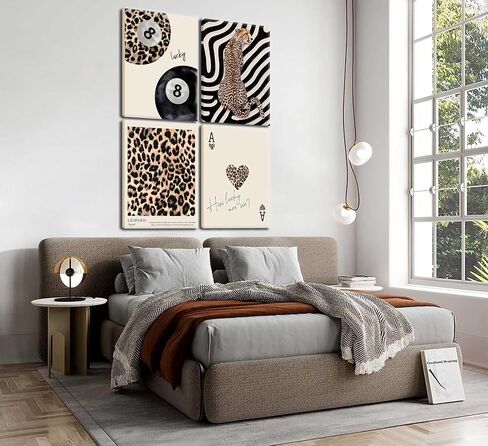 4pcs عصرية الفهد اللفسي الجدار Artchetah preppy التجميد الغرفة ديكور ديكور أنيقة نمر الذروة ملصقات بطاقات المطبوعات صور غير تقليدي 8 صور للكرة للفتيات نوم شقة وضعية طبقة طية in Kuwait