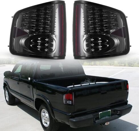 Nixon Offroad Tail Lights for 1999-2002 Chevrolet Chevy S10 / GMC Sonoma 1994-2004 / Isuzu Hombre 1996-2000 Tail Lamps LED Rear Lights Car Rear Lamps Assembly Replacement (Chrome Housing/Smoke Lens) in Saudi Arabia