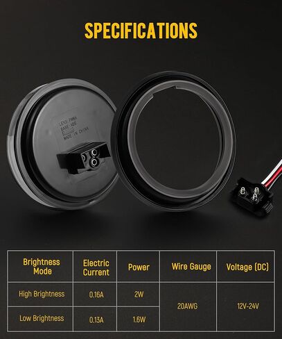 Partsam 6pcs 4 بوصة مستديرة 32 مقطورة أضواء ذيل 4 ريد 2 أبيض مع هالة توهج توقف بدوره تشغيل مصابيح ضوء الجري من الأسلاك الأسلاك 3- in Saudi Arabia