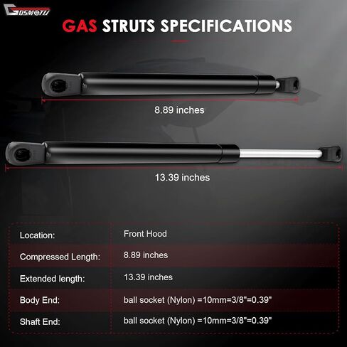Front Hood Lift Supports Struts Shocks Gas Springs Replacement Parts Compatible with 4118 for 1998-2005 Mercury Grand Marquis in Saudi Arabia