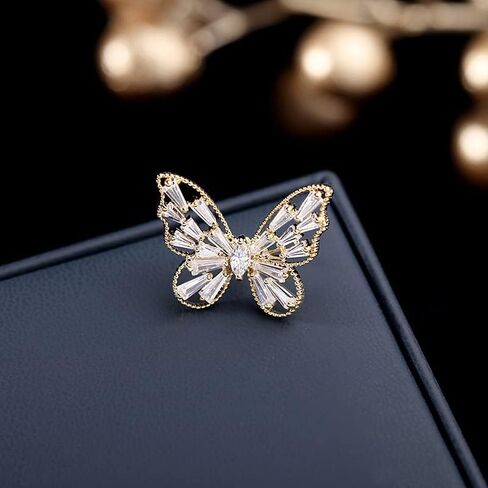 14K Gold Hollow Butterfly Brooch Pin, Unique Cut Animal Collar Pin, Suit Coat Accessory, Gold Pins for Women in Saudi Arabia