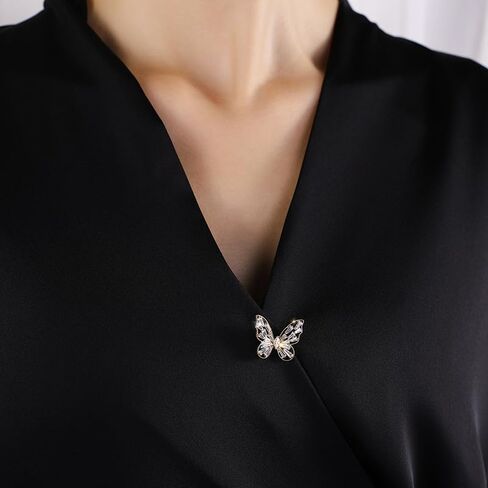 14K Gold Hollow Butterfly Brooch Pin, Unique Cut Animal Collar Pin, Suit Coat Accessory, Gold Pins for Women in Saudi Arabia