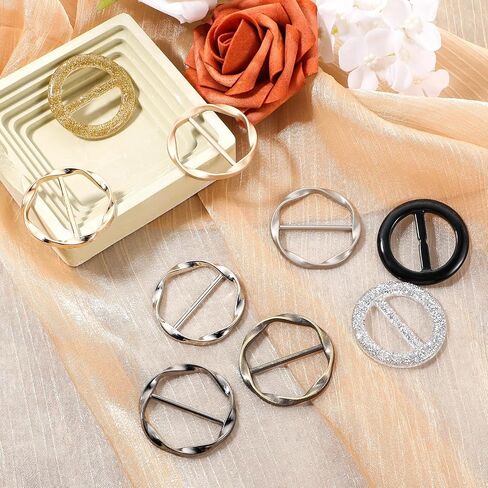 9 PCS Shirt Clip, Scarf Ring Shirt Clips for Women Clothing T-Shirt Ties Cinch Rings Round Waist Cincher Clip Shirt Tightener Clip Scarf Buckle Stylish Accessories for Sweater, Shawl, Tie, Dress in Saudi Arabia