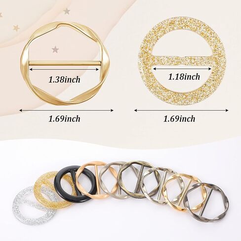 9 PCS Shirt Clip, Scarf Ring Shirt Clips for Women Clothing T-Shirt Ties Cinch Rings Round Waist Cincher Clip Shirt Tightener Clip Scarf Buckle Stylish Accessories for Sweater, Shawl, Tie, Dress in Saudi Arabia