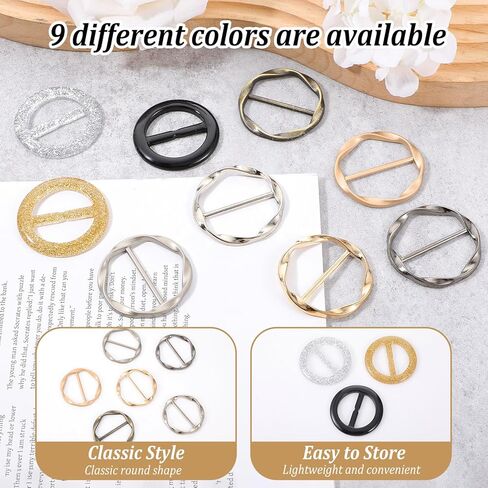 9 PCS Shirt Clip, Scarf Ring Shirt Clips for Women Clothing T-Shirt Ties Cinch Rings Round Waist Cincher Clip Shirt Tightener Clip Scarf Buckle Stylish Accessories for Sweater, Shawl, Tie, Dress in Saudi Arabia