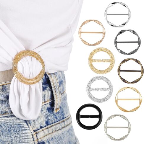 9 PCS Shirt Clip, Scarf Ring Shirt Clips for Women Clothing T-Shirt Ties Cinch Rings Round Waist Cincher Clip Shirt Tightener Clip Scarf Buckle Stylish Accessories for Sweater, Shawl, Tie, Dress in Saudi Arabia