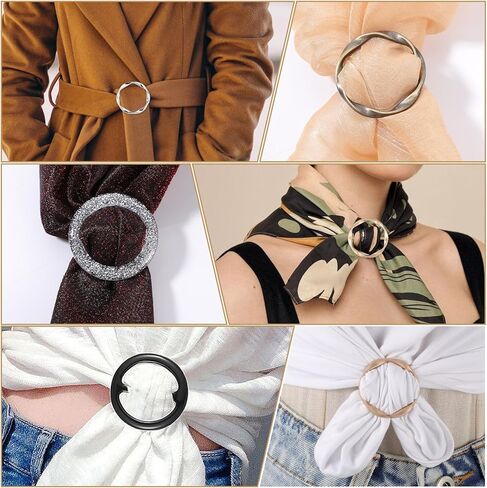 9 PCS Shirt Clip, Scarf Ring Shirt Clips for Women Clothing T-Shirt Ties Cinch Rings Round Waist Cincher Clip Shirt Tightener Clip Scarf Buckle Stylish Accessories for Sweater, Shawl, Tie, Dress in Saudi Arabia