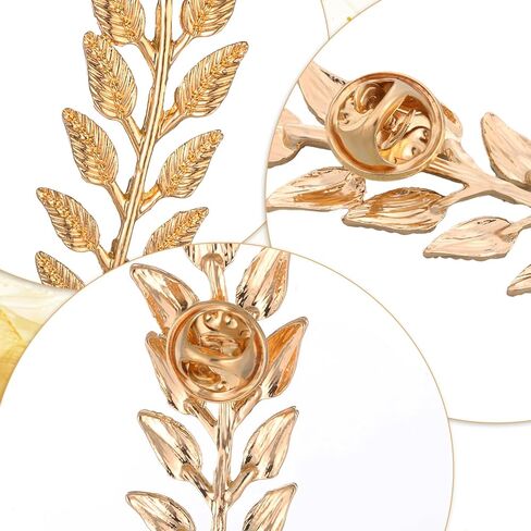 2 Pairs Gentlemen Suit Brooches, Gold Silver Leaf Lapel Pins, Simple Elegant Wheat Design Suit Clips for Gentlemen, Wedding/Tuxedo/Groom Accessories, Unisex Collar Jewelry (2 colors) in Kuwait