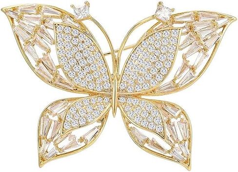 14K Gold Hollow Butterfly Brooch Pin, Unique Cut Animal Collar Pin, Suit Coat Accessory, Gold Pins for Women in Saudi Arabia