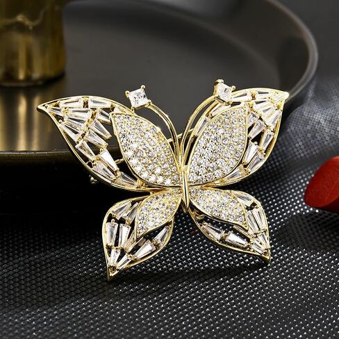 14K Gold Hollow Butterfly Brooch Pin, Unique Cut Animal Collar Pin, Suit Coat Accessory, Gold Pins for Women in Saudi Arabia