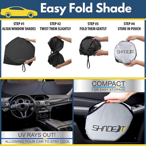 Car Windshield Sun Shade Durable 210T Polyester Heat Block UV Protection Sunshades - Sunlight Blocker Reflective Sun Visor Car Window Shade Easy Storage Sunshade Vehicle Accessories (Medium) in Saudi Arabia