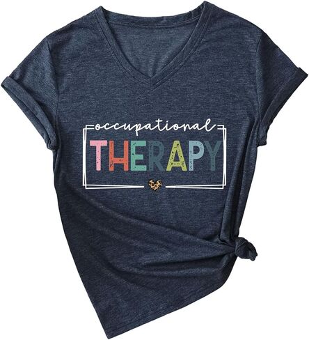 Occupational Therapy Shirts for Women OT T Shirts Mental Health Tshirt Graphic Tees Short Sleeve Tops in Saudi Arabia