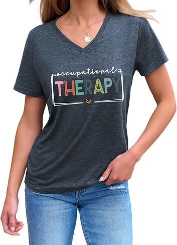 Occupational Therapy Shirts for Women OT T Shirts Mental Health Tshirt Graphic Tees Short Sleeve Tops in Saudi Arabia