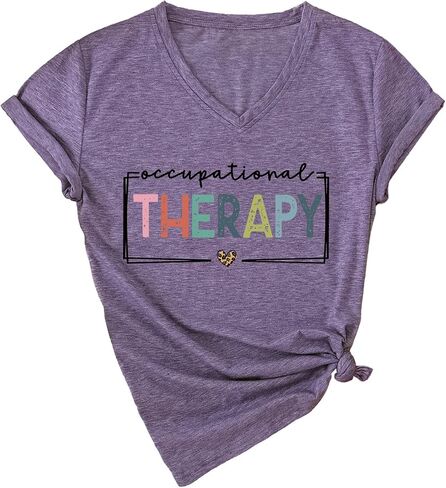 Occupational Therapy Shirts for Women OT T Shirts Mental Health Tshirt Graphic Tees Short Sleeve Tops in Saudi Arabia