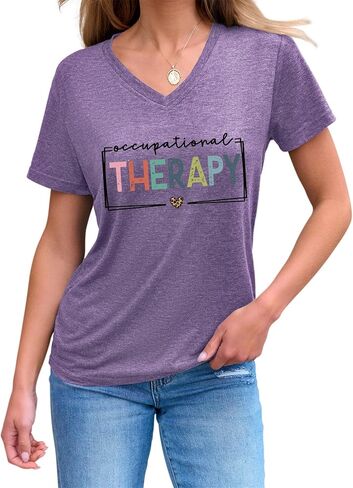 Occupational Therapy Shirts for Women OT T Shirts Mental Health Tshirt Graphic Tees Short Sleeve Tops in Saudi Arabia