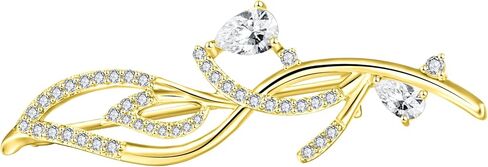 دبابيس بروش الأوراق للنساء الرجال 925 الفضة الاسترليني مع دمعة Zircon Brouches 18k هدية مجوهرات مطلية بالذهب لعيد الميلاد الذكرى السنوية in Kuwait