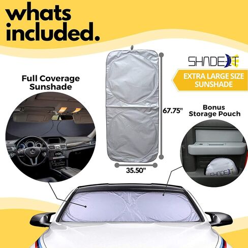Car Windshield Sun Shade Durable 210T Polyester Heat Block UV Protection Sunshades - Sunlight Blocker Reflective Sun Visor Car Window Shade Easy Storage Sunshade Vehicle Accessories (Medium) in Saudi Arabia