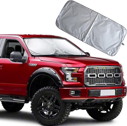 Car Windshield Sun Shade Durable 210T Polyester Heat Block UV Protection Sunshades - Sunlight Blocker Reflective Sun Visor Car Window Shade Easy Storage Sunshade Vehicle Accessories (Medium) in Saudi Arabia