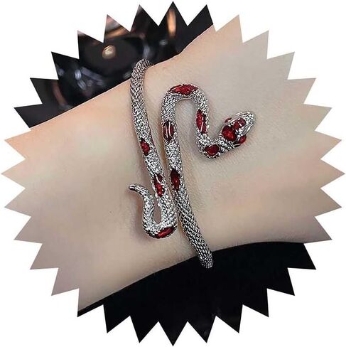 Gothic Green Enamel Snake Open Bangle Adjustable Serpent Bracelet Cuff Jewelry for Women in Saudi Arabia