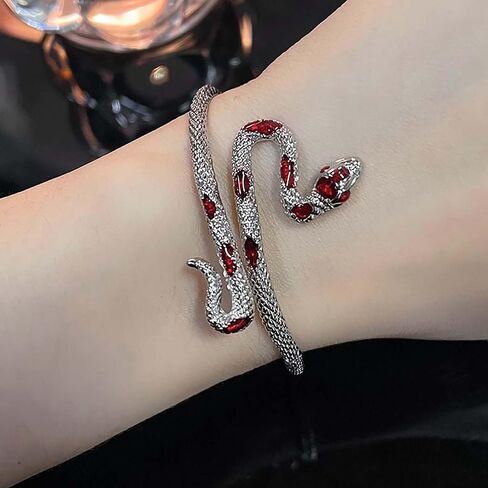 Gothic Green Enamel Snake Open Bangle Adjustable Serpent Bracelet Cuff Jewelry for Women in Saudi Arabia