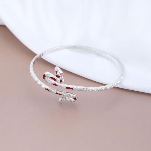 Gothic Green Enamel Snake Open Bangle Adjustable Serpent Bracelet Cuff Jewelry for Women in Saudi Arabia