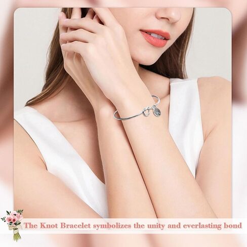 CEELGON Knot Bracelet Bridesmaid Gifts Initial Bracelet & Microfiber Jewelry Bags Pouch Bridesmaid Proposal Gifts for Wedding Day(Beige S) in Kuwait