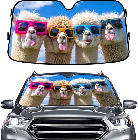 Funny Llama Windshield Sun Shade for Car SUV Truck (55x30 Inches), Sun Shade Windshield, Shades for Front Windows, Sunshade for Car Windshield, Protector Blocks UV in Kuwait