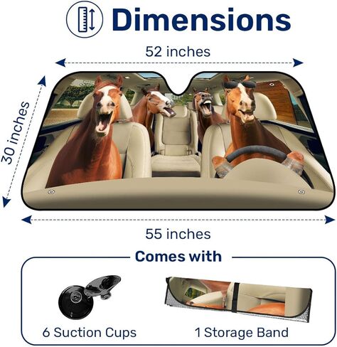 Funny Llama Windshield Sun Shade for Car SUV Truck (55x30 Inches), Sun Shade Windshield, Shades for Front Windows, Sunshade for Car Windshield, Protector Blocks UV in Kuwait