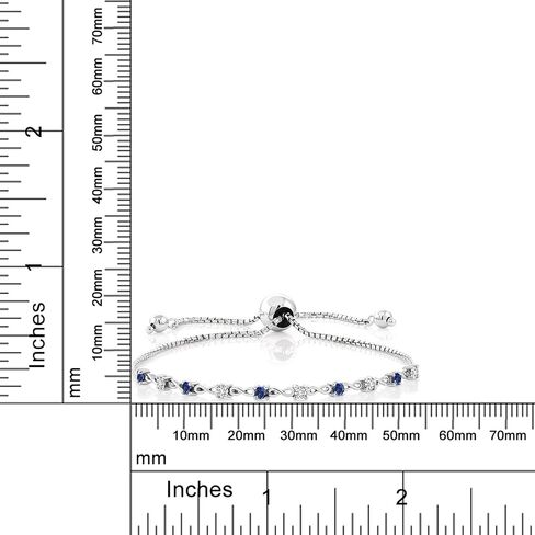 Gem Stone King 925 Sterling Silver Gemstone Birthstone and White Diamond Infinity Tennis Bracelet For Women | Round 2.5MM | Adjustable Bolo Bracelet Up to 9 Inch | Easy-On Easy-Off in Saudi Arabia