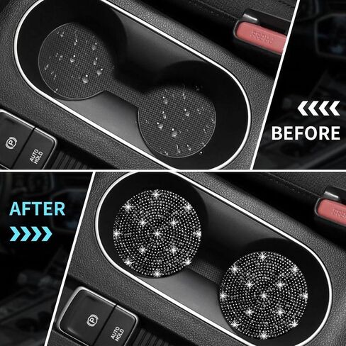4PCS Bling Car Cup Holder Coaster, 2.75 inch Anti-Slip Shockproof Bling Crystal Rhinestone Insert Car Cup Coaster, Automotive Interior Accessories for Womens Girls (Pink) in Kuwait